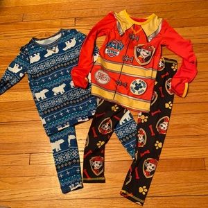 Paw Patrol and polar bear 2T/3T Cuddl Duds, 2 prs